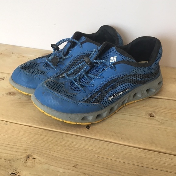 COLUMBIA Youth Drainmaker IV Boat Shoes blue yellow size 5 - Picture 2 of 8